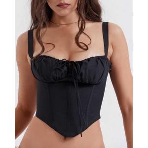 Front Tie Firm Waist Back Drawstring Corset TOP for Women